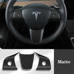 True Carbon Fiber Steering Wheel Patch for Tesla Model 3/Y Matte
