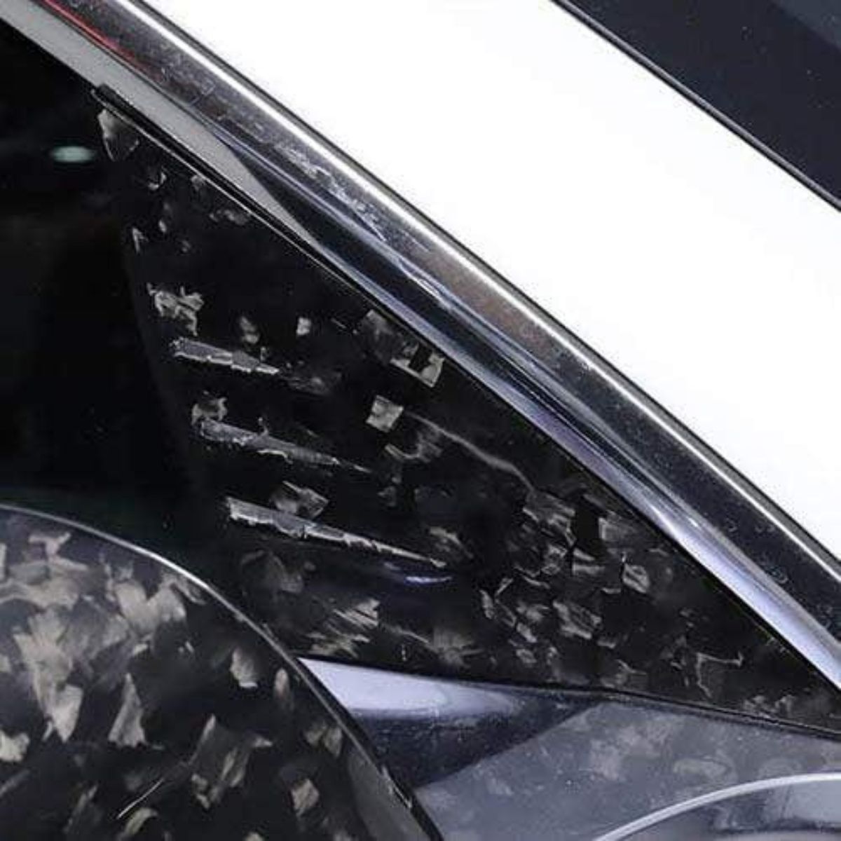 Dry Carbon Fiber A-Pillar Glass Trim for Tesla Model 3/Y Forged Carbon Fiber