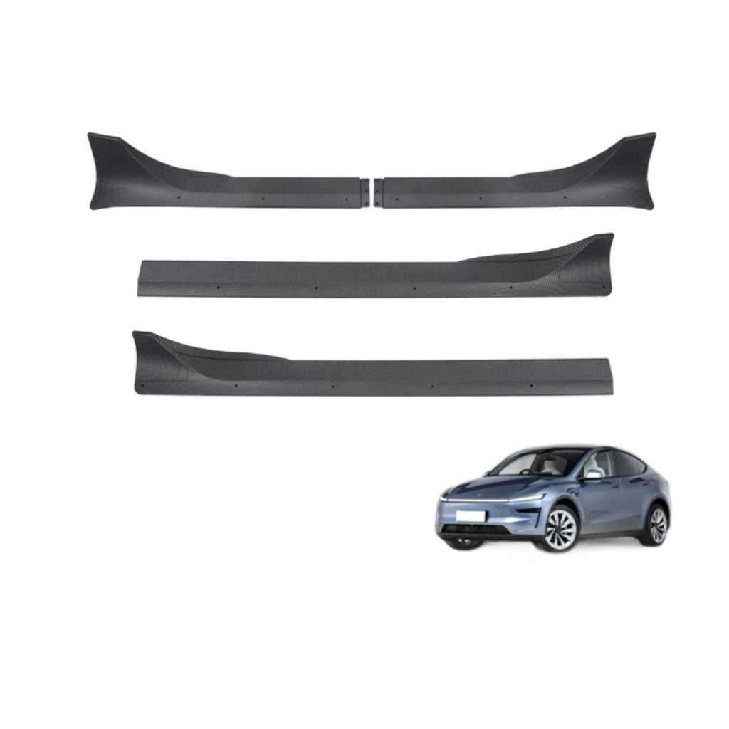 ABS Side Skirts Split Design for Tesla Model Y Juniper Matte Carbon Fiber Texture