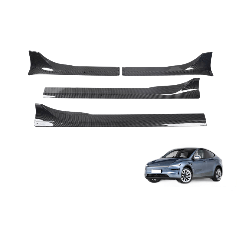 ABS Side Skirts Split Design for Tesla Model Y Juniper Glossy Carbon Fiber Texture