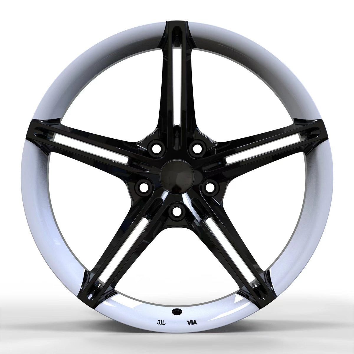 Dual-Patch Color Wheels for Tesla (Custom Colors Available) Milk White + Black