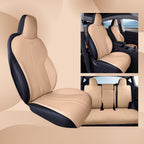 All Season Nappa Leather Seat Cover for Tesla Model 3/Y Brown