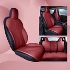 All Season Nappa Leather Seat Cover for Tesla Model 3/Y Wine red