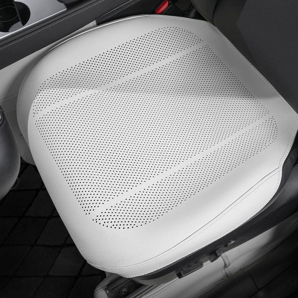 All-Wheather Nappa Leather Car Seat Covers for Tesla Model 3/Y Tesla Model 3 Y Front Row Seat Covers (1 Piece) Elegant White