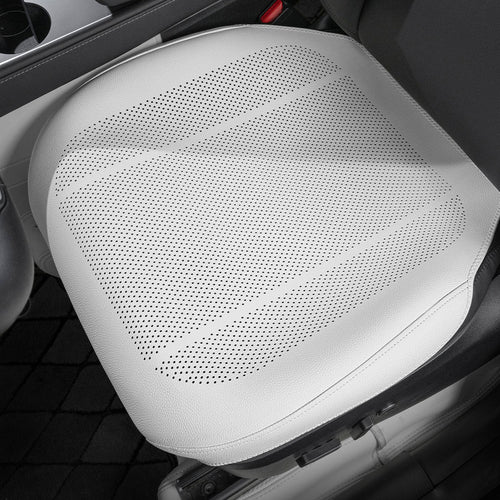 All-Wheather Nappa Leather Car Seat Covers for Tesla Model 3/Y Tesla Model 3 Y Front Row Seat Covers (1 Piece) Elegant White