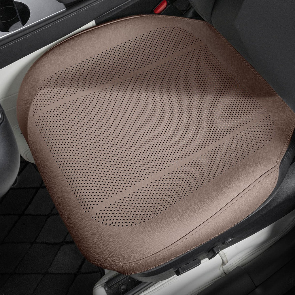 All-Wheather Nappa Leather Car Seat Covers for Tesla Model 3/Y Tesla Model 3 Y Front Row Seat Covers (1 Piece) Chestnut Brown