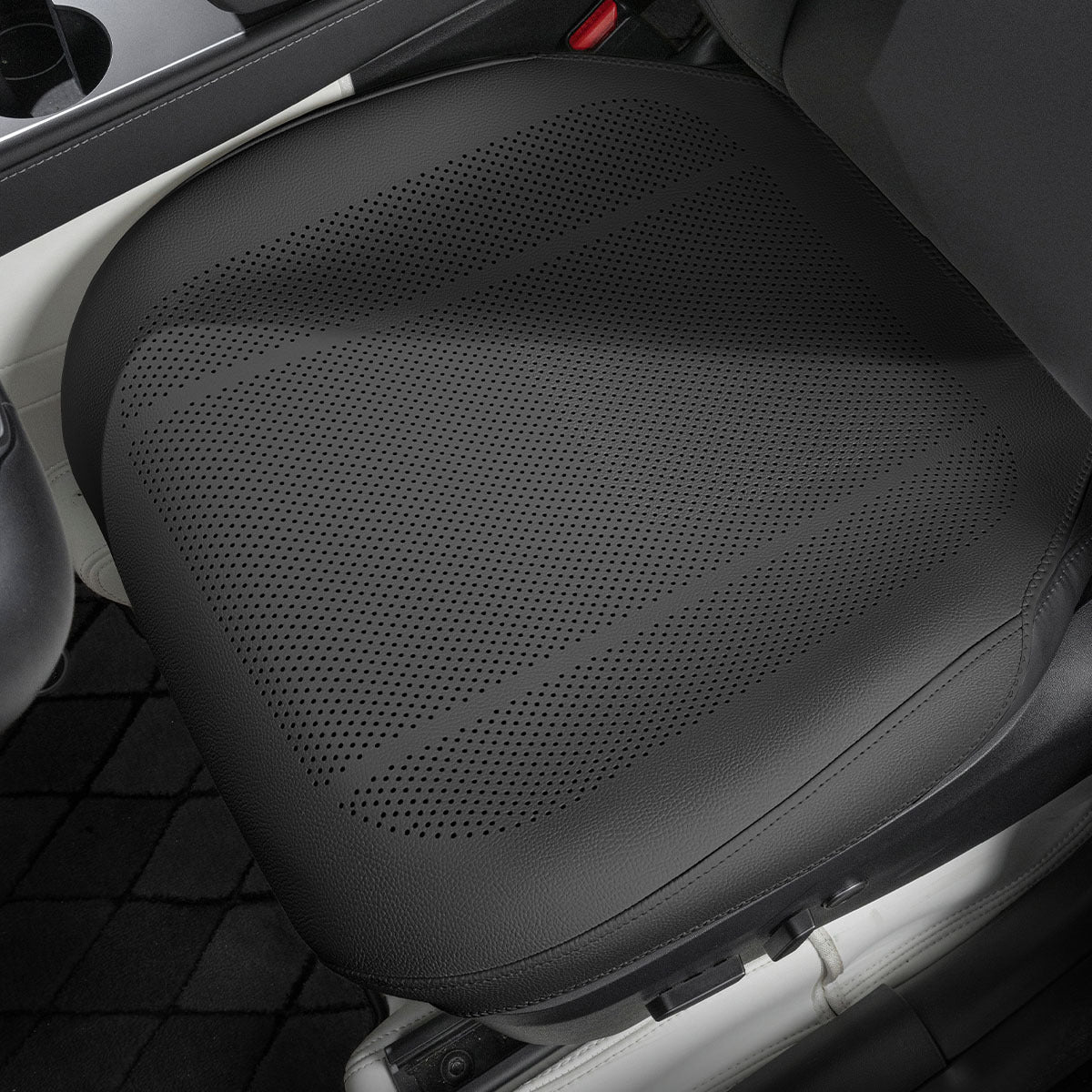 All-Wheather Nappa Leather Car Seat Covers for Tesla Model 3/Y Tesla Model 3 Y Front Row Seat Covers (1 Piece) Noble Black