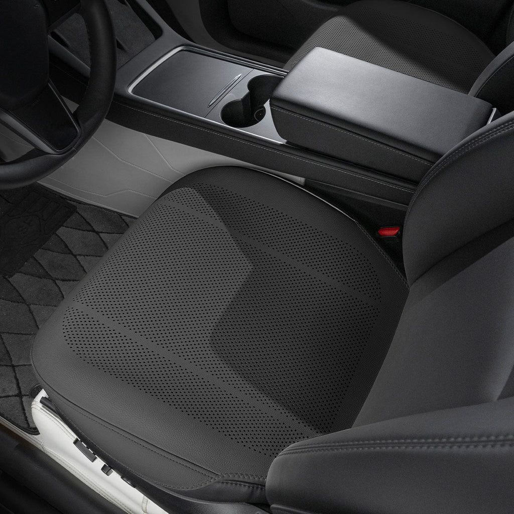 All-Wheather Nappa Leather Car Seat Covers for Tesla Model 3/Y Tesla Model 3 Y Front Row Seat Covers (2 Pieces) Noble Black