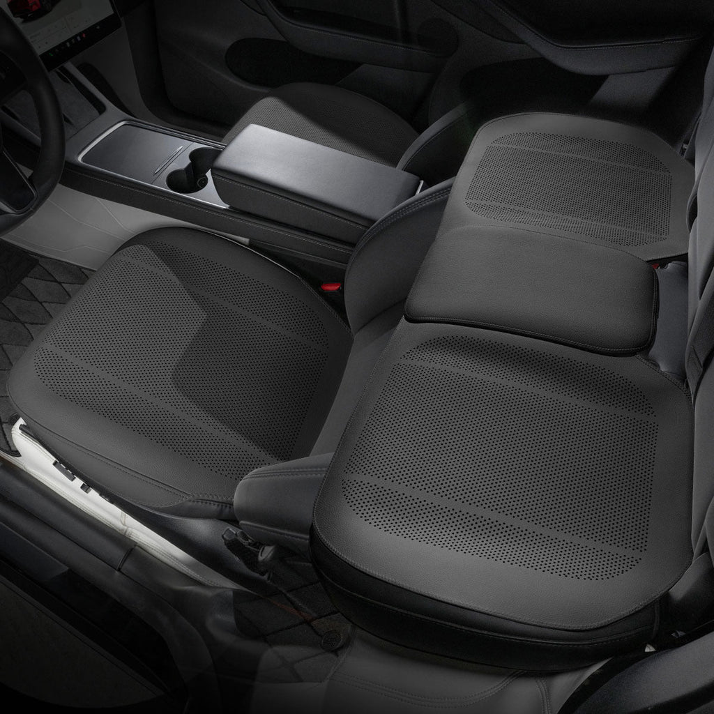 All-Wheather Nappa Leather Car Seat Covers for Tesla Model 3/Y Tesla Model 3 Y Full Set of Car Seat Covers (3 Pieces) Noble Black