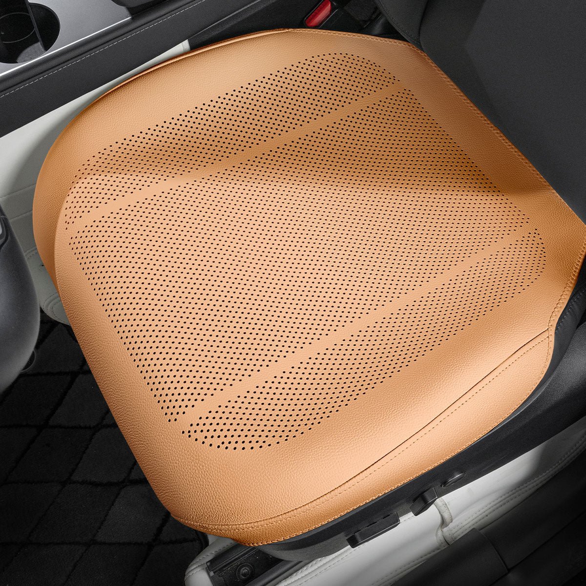 All-Wheather Nappa Leather Car Seat Covers for Tesla Model 3/Y Tesla Model 3 Y Front Row Seat Covers (1 Piece) Autumn Chestnut