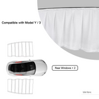 Retractable Ice Silk Side Window Sunshade Curtains for Tesla Model 3 & Y White Rear Windows（2 PCS）