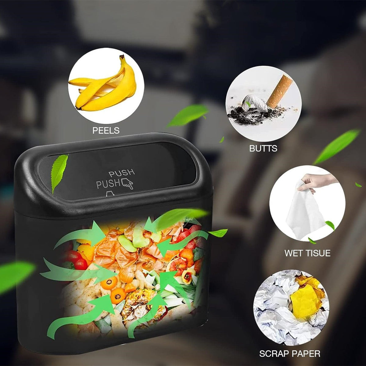 Car Trash Can with 7 Rolls of Garbage Bags for Tesla