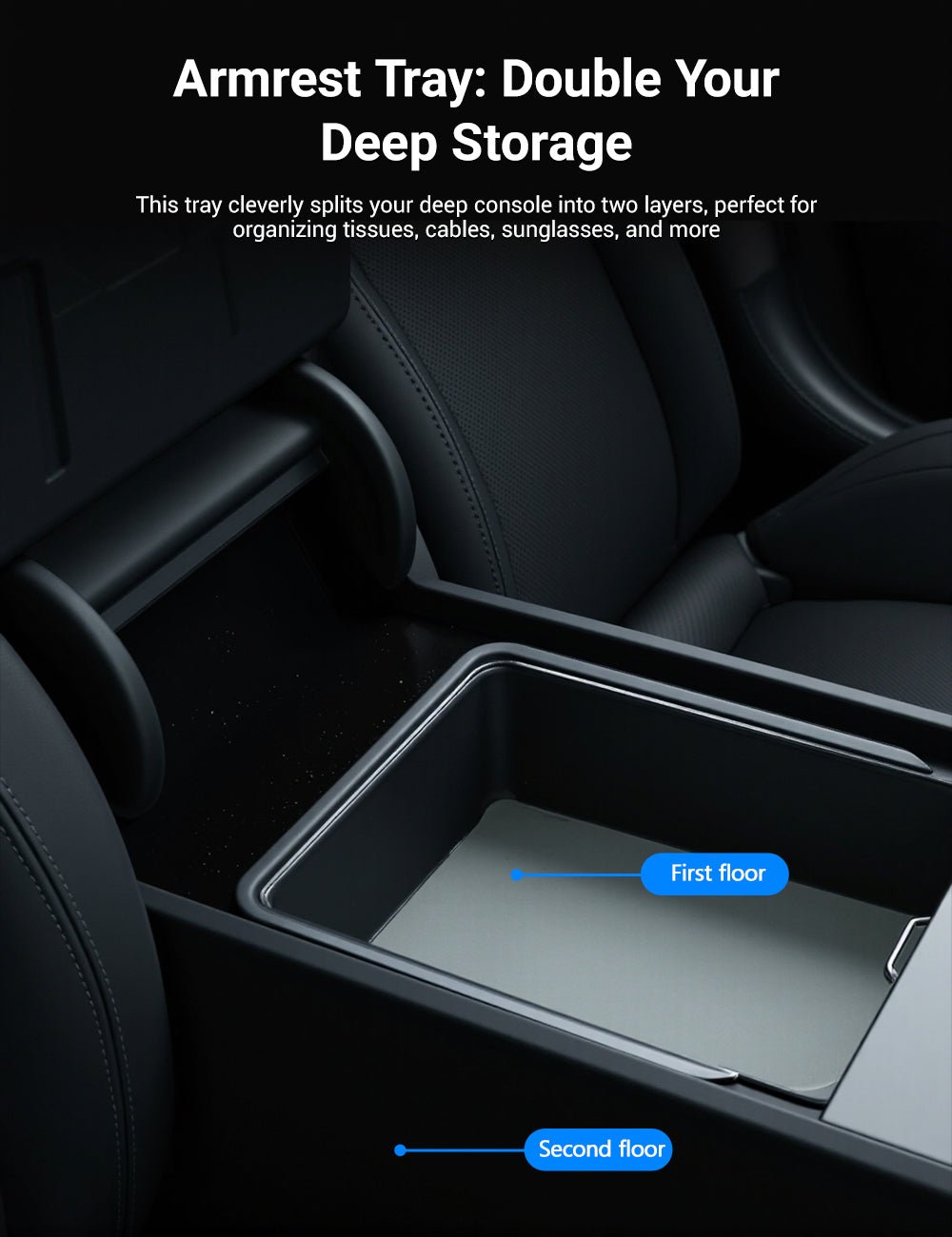 Center Console Tray Armrest Organizer for Tesla Model 3 Highland & New Model Y