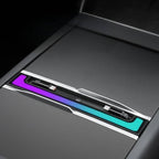 Center Console USB Hub with Ambient Lighting for Model 3 Highland/ Model Y Juniper Style 1 (USB-C & Lightning Pull-Out Cable)