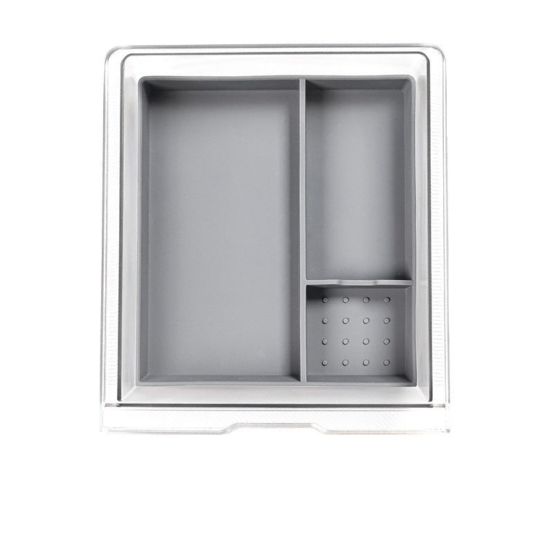 Centre Front Storage Box for Tesla Model 3 Highland & New Model Y Transparent box + grey mat