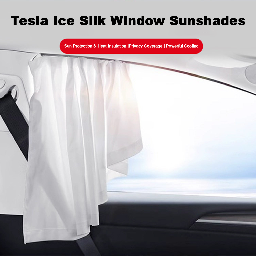 Retractable Ice Silk Side Window Sunshade Curtains for Tesla Model 3 & Y