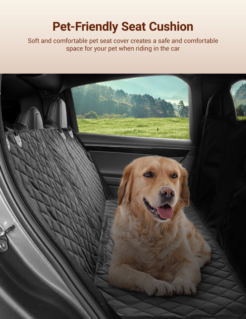 Dog Seat Cover With Double Zipper for Model 3/Y/S/X/Cybertruck