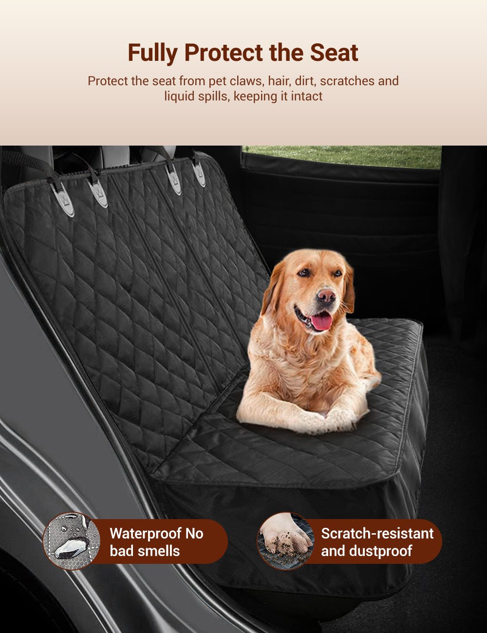 Dog Seat Cover With Double Zipper for Model 3/Y/S/X/Cybertruck