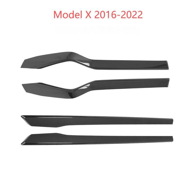 Door Trim Dry Carbon Fiber Overlay for Tesla Model S/X Model X 2016-2022 Glossy