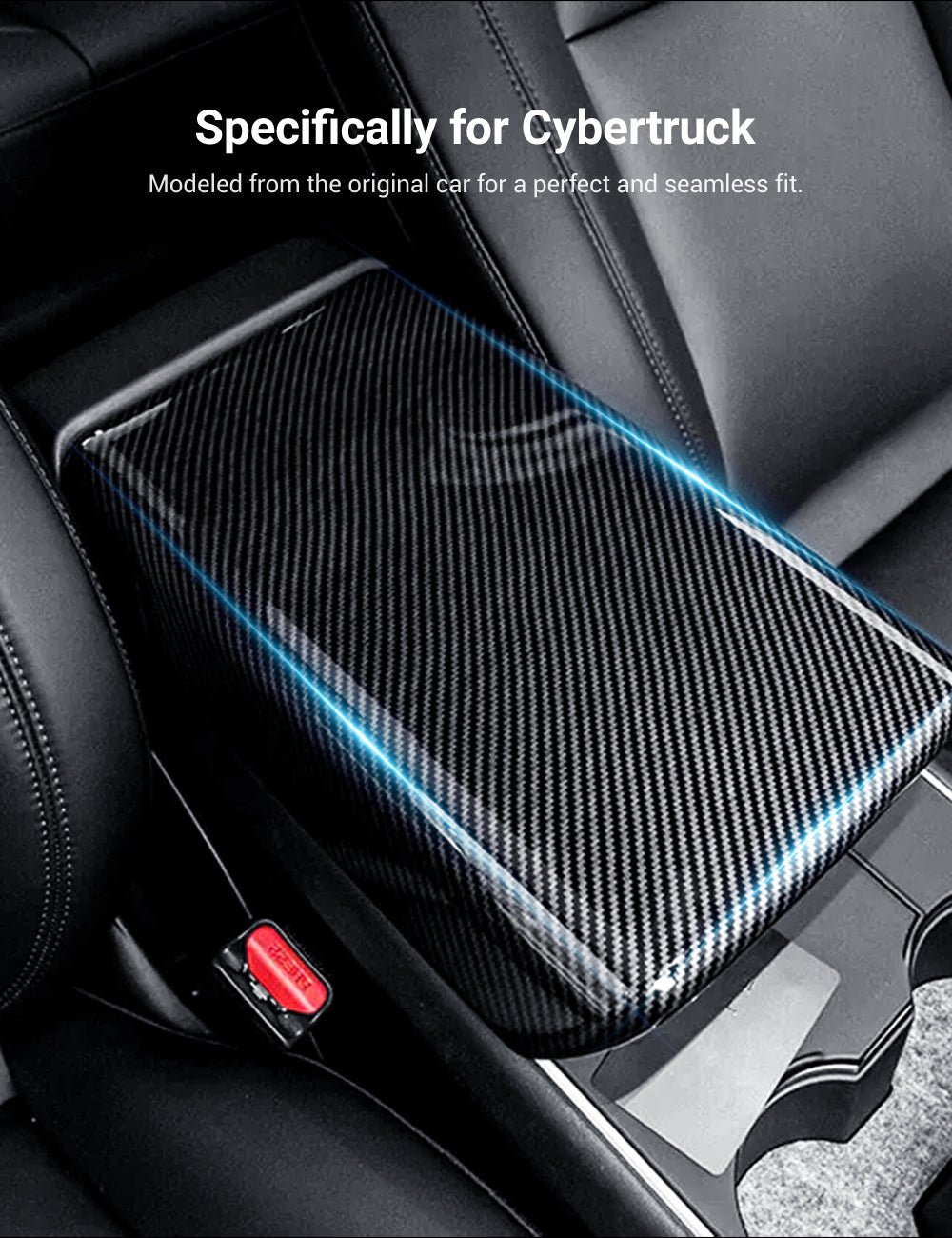 Dry Carbon Fiber Armrest Box Trim Cover for Tesla Cybertrunk