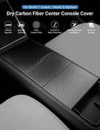 Dry Carbon Fiber Center Console Cover For Tesla Model Y Juniper / Model 3 Highland