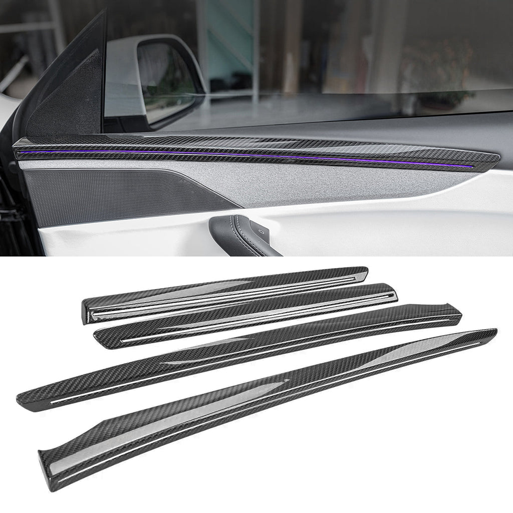 Dry Carbon Fiber Door Trim Cover for Tesla Model Y Juniper Model Y Juniper 2025-Present Glossy Carbon Fiber