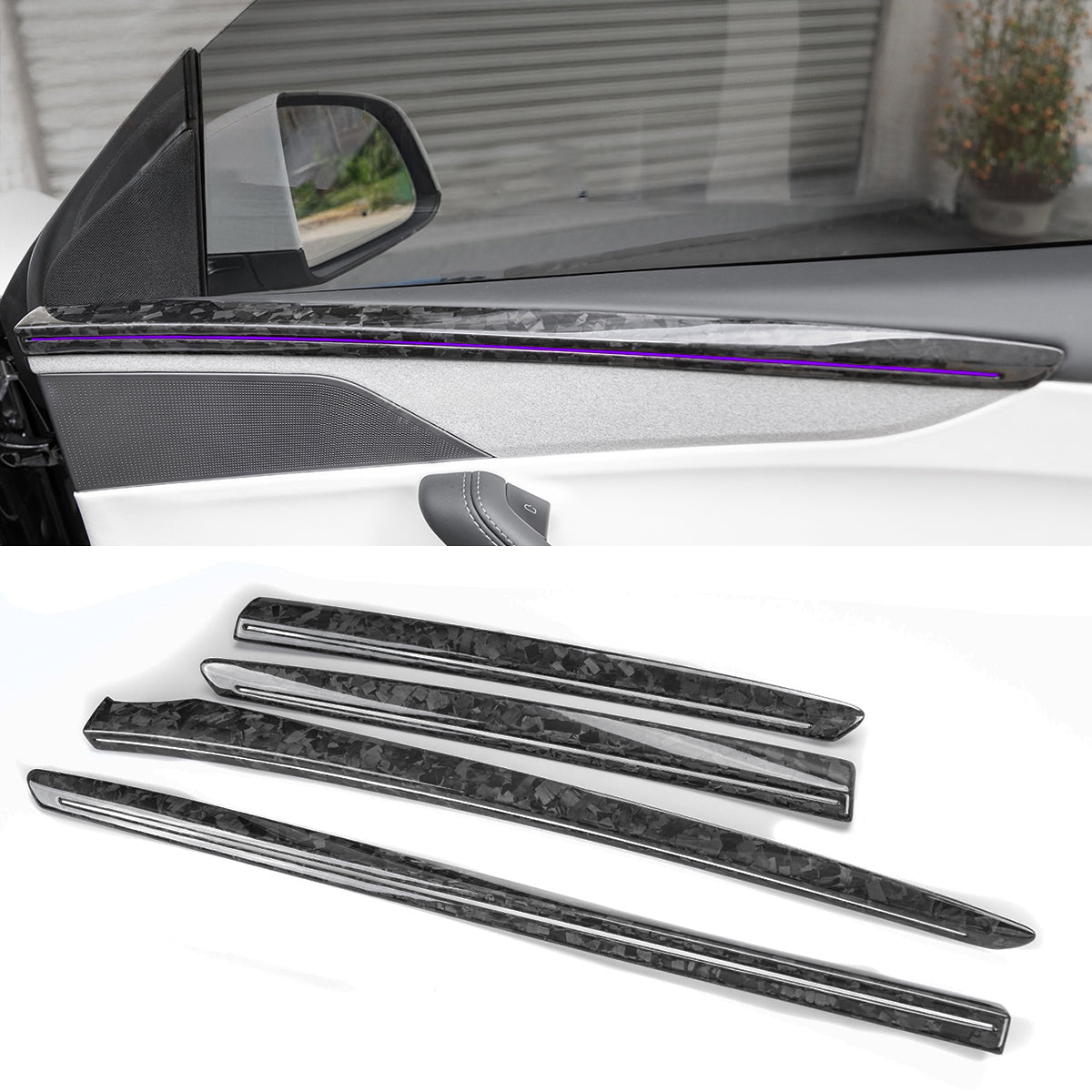 Dry Carbon Fiber Door Trim Cover for Tesla Model Y Juniper Model Y Juniper 2025-Present Forged Carbon Fiber