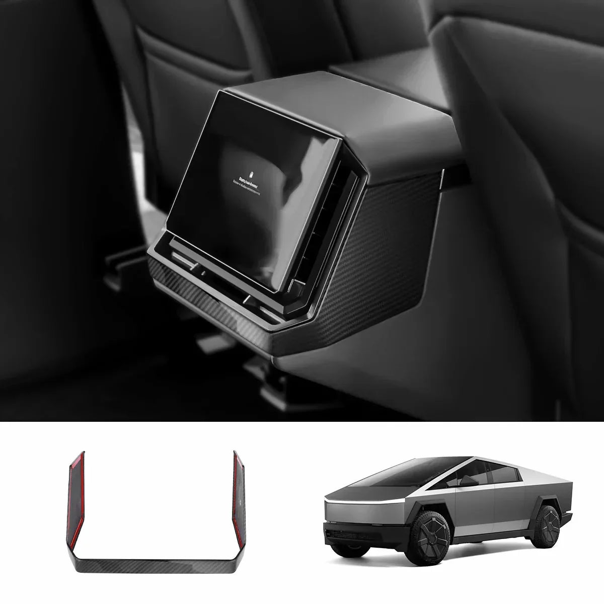 Dry Carbon Fiber Rear Screen Frame Cover / Frame Full Wrap for Tesla Cybertruck Frame Full Wrap Glossy Carbon Fiber
