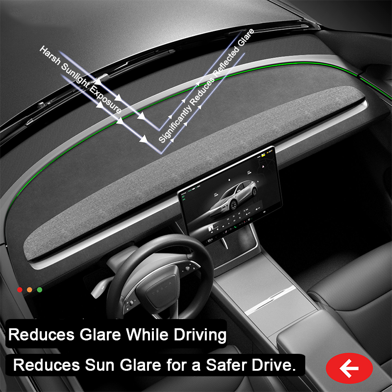 Suede Dashboard Anti-Glare Mat for Tesla Model 3 & Y