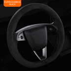 Breathable Snap-On Steering Wheel Cover for Tesla Model 3/Y Suede（Black）