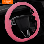 Breathable Snap-On Steering Wheel Cover for Tesla Model 3/Y Suede（Pink）