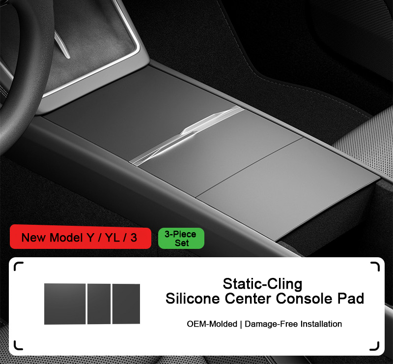 Static-Cling Console Mat for Model 3 / Y（2021+） Black