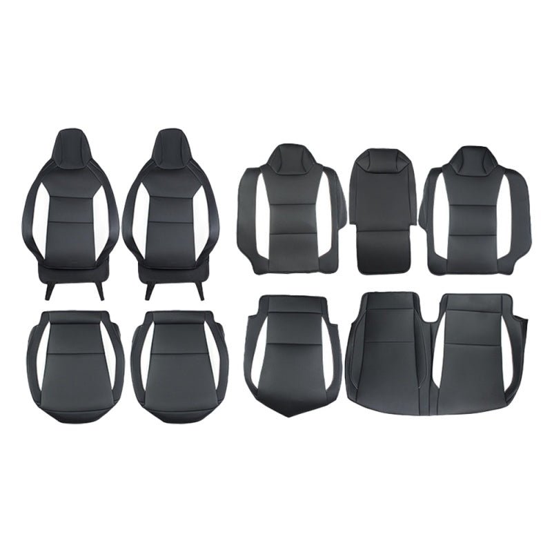 Full Leather Seat Covers for Tesla Cybertruck (10 PCS) Black and White