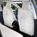 Lattice Leather Seat Back Protector for Tesla Model 3 & Model Y White
