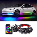LED Chassis Ambient Lights for Tesla Model 3/Y (4PCS) For Model 3 (2017-Present) & Model Y (2020-Present) 35.4-inch Light Strip *2 + 47.24-inch Light Strip *2