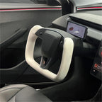 Juniper Yoke Plaid Steering Wheel for Model 3 Highland & Model Y（White Leather）