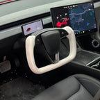 Juniper Yoke Plaid Steering Wheel for Model 3 Highland & Model Y（White Leather）