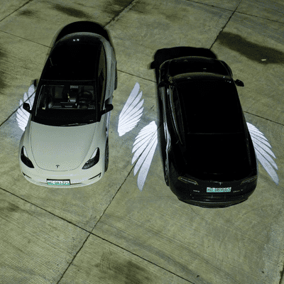 Model 3 Highland & New Model Y Angel Wings Rearview Mirror Welcome Light
