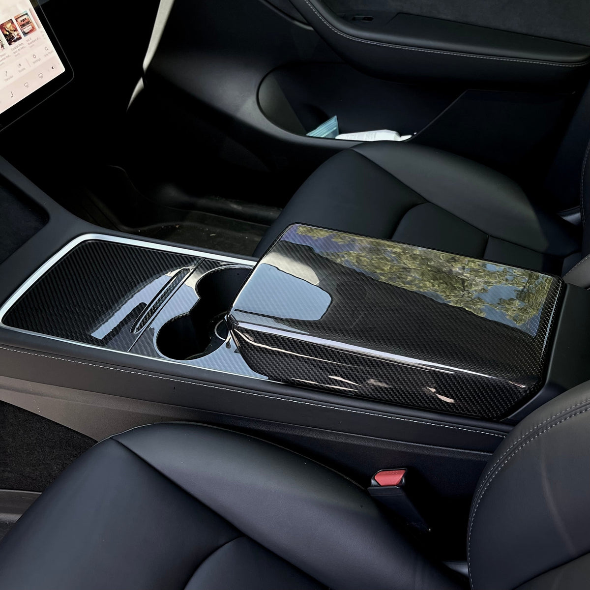 Dry Carbon Fiber Armrest Cover for Tesla Model 3/Y