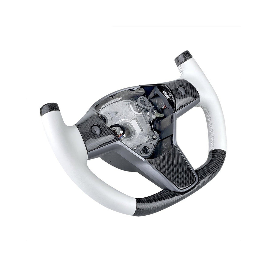 Modify Carbon Fiber Yoke-Style Steering Wheel for Tesla Model 3 / Y