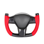 Modify Carbon Fiber Yoke-Style Steering Wheel for Tesla Model 3 / Y Perforated leather