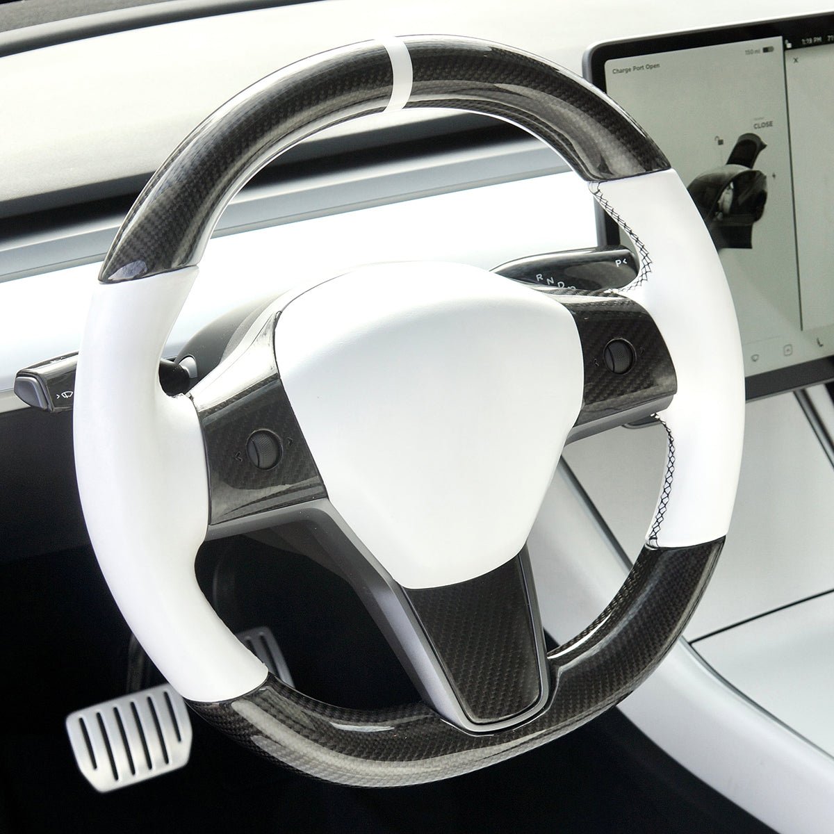 Custom Round Carbon Fiber Steering wheel for Tesla Model 3 / Y