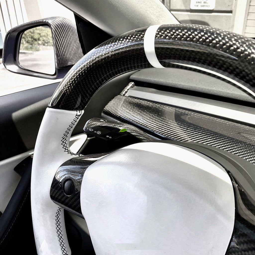 Custom Round Carbon Fiber Steering wheel for Tesla Model 3 / Y