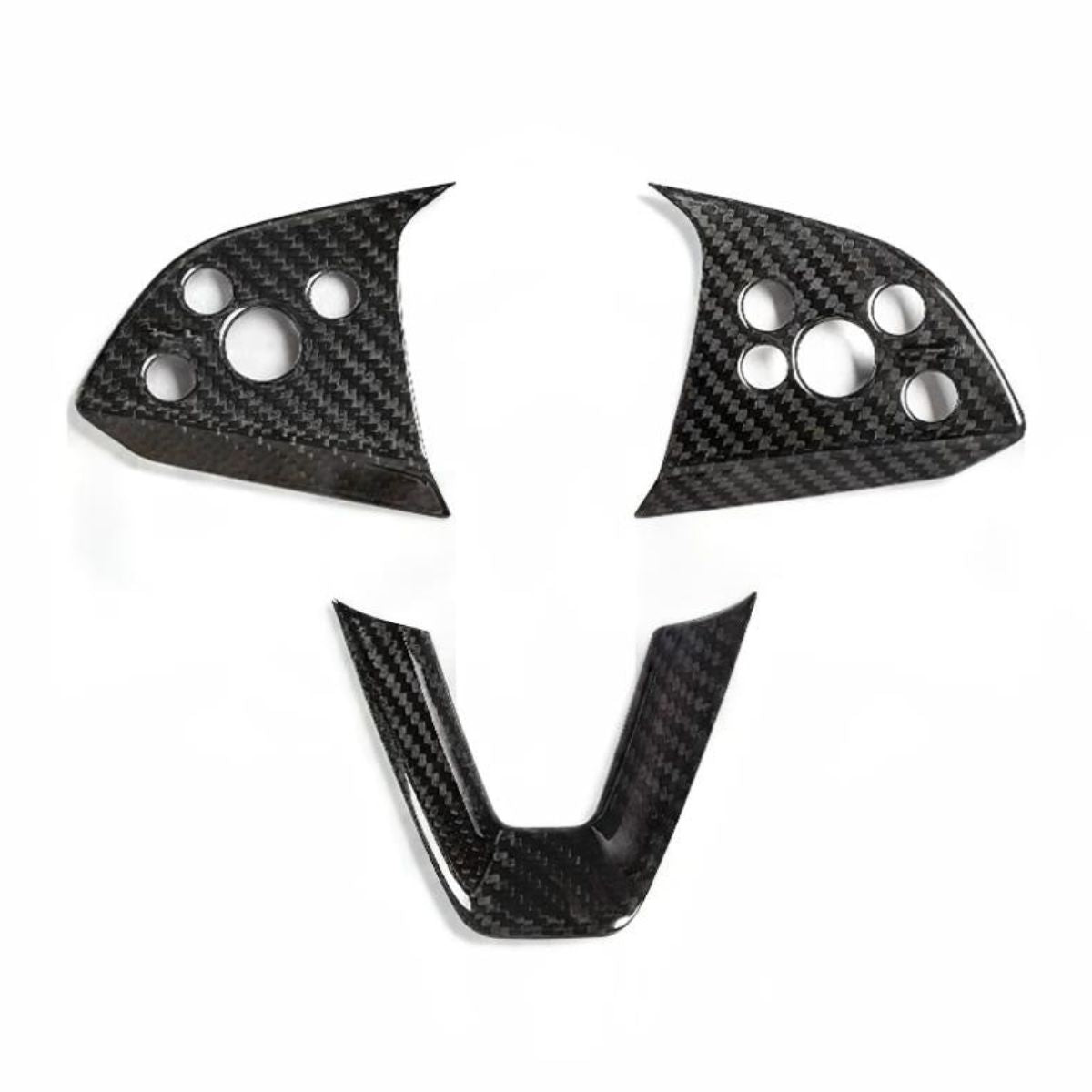 Carbon Fiber Steering Wheel Center Trim Cover for Tesla Model 3/Y Glossy Carbon Fiber