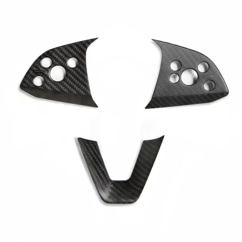 Carbon Fiber Steering Wheel Center Trim Cover for Tesla Model 3/Y Matte Carbon Fiber