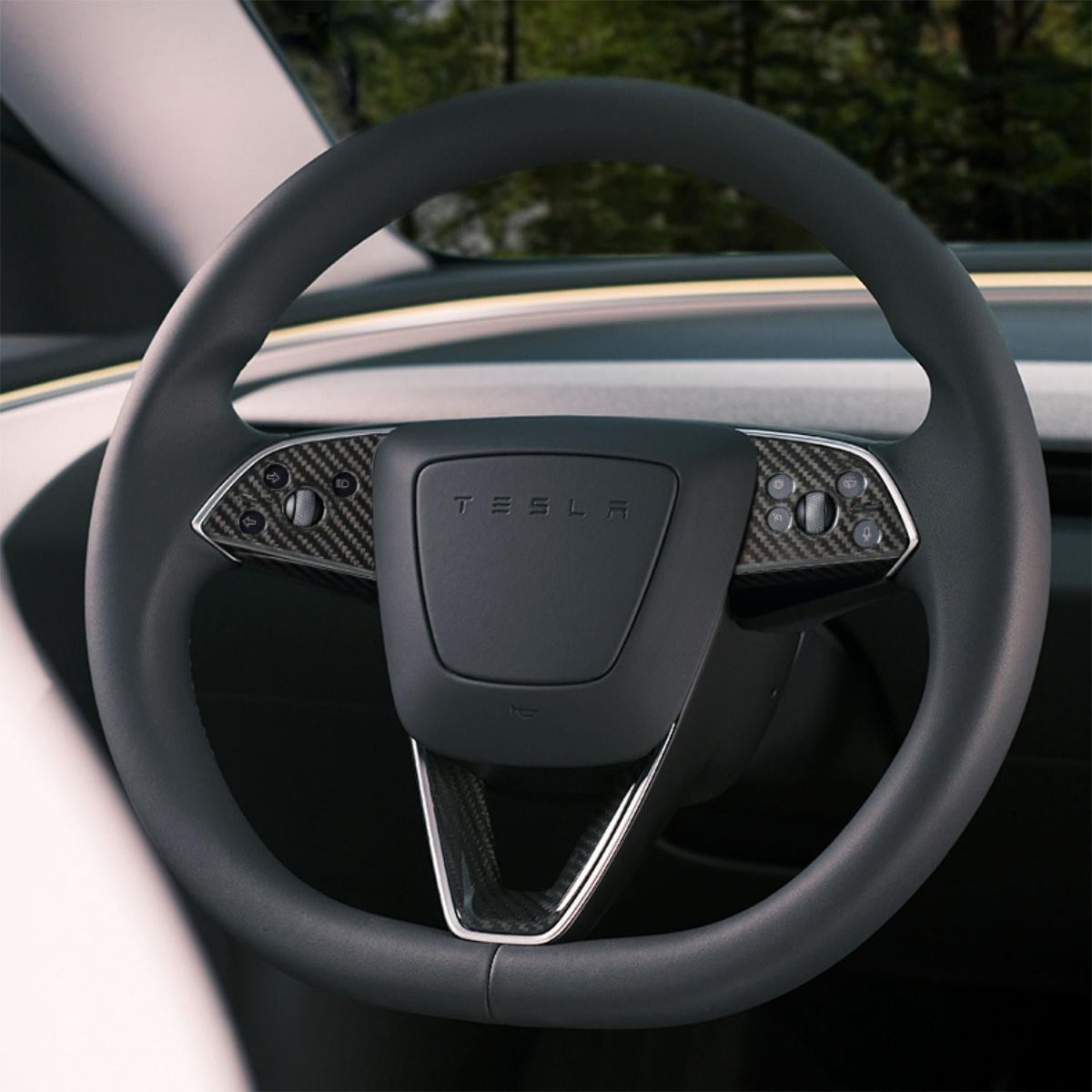 Carbon Fiber Steering Wheel Center Trim Cover for Tesla Model 3/Y