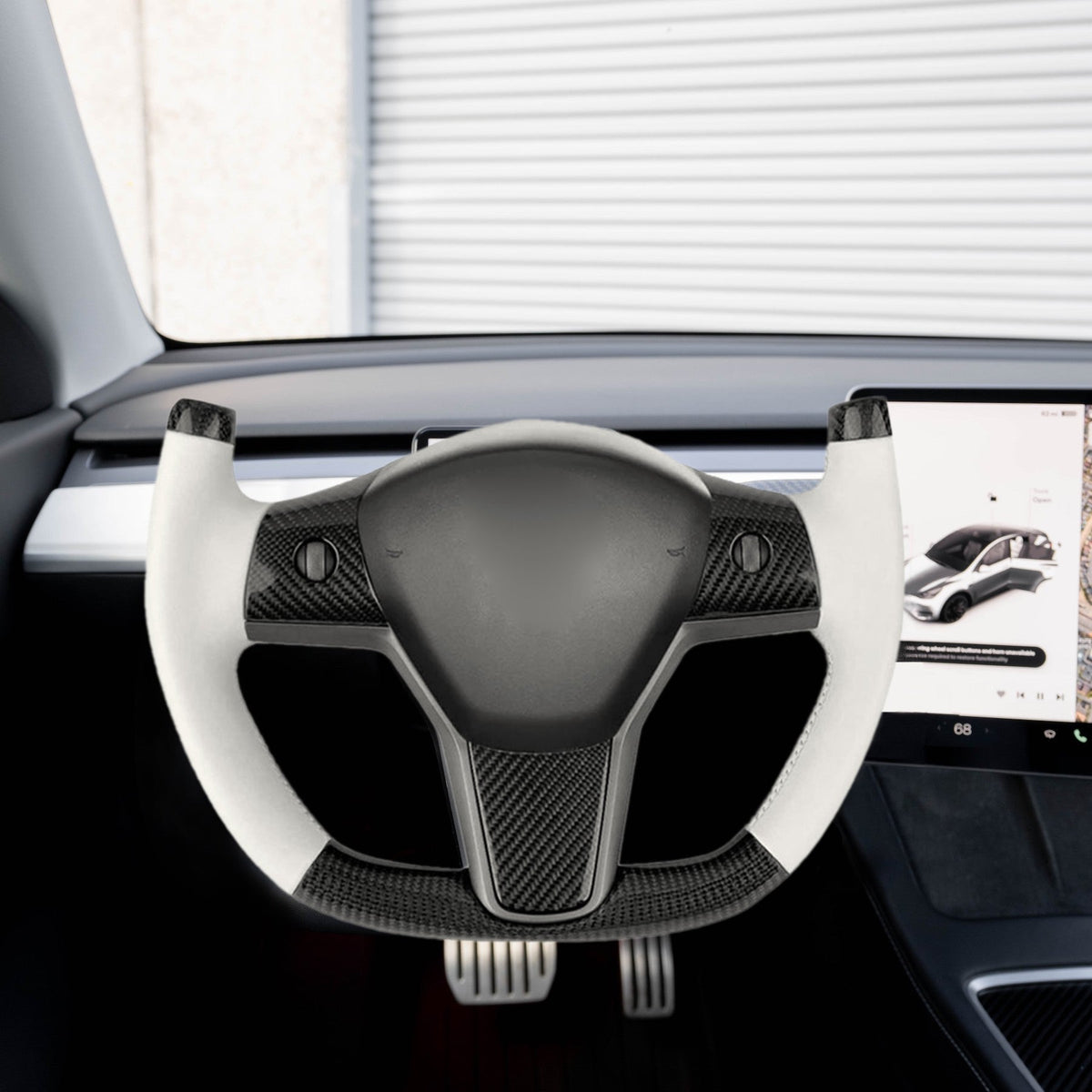 Modify Carbon Fiber Yoke-Style Steering Wheel for Tesla Model 3 / Y