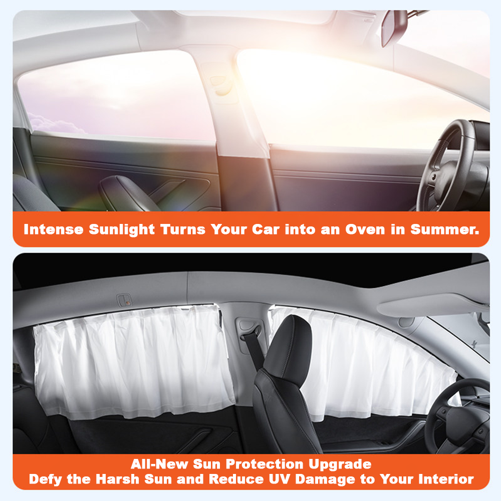 Retractable Ice Silk Side Window Sunshade Curtains for Tesla Model 3 & Y