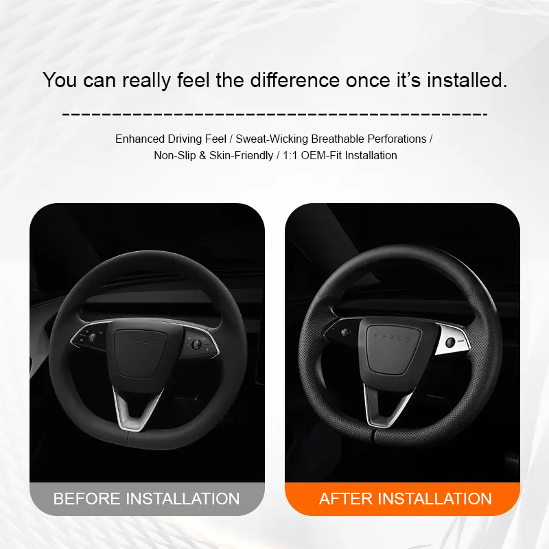 Breathable Snap-On Steering Wheel Cover for Tesla Model 3/Y