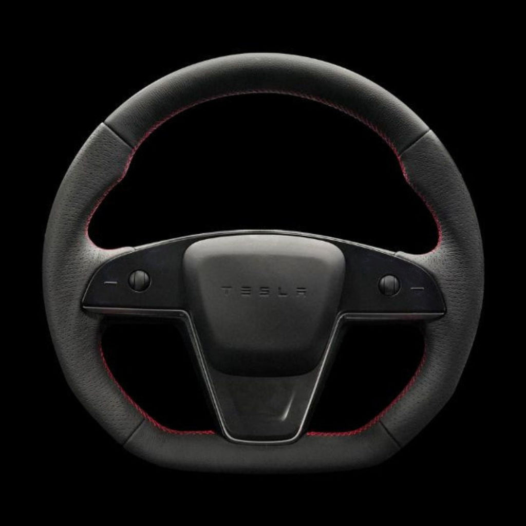Plaid Round Steering Wheel Replacement for Tesla Model S / X 2021-2025